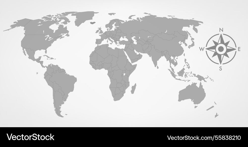World map with wind rose 3d World map with wind rose 3d vector image