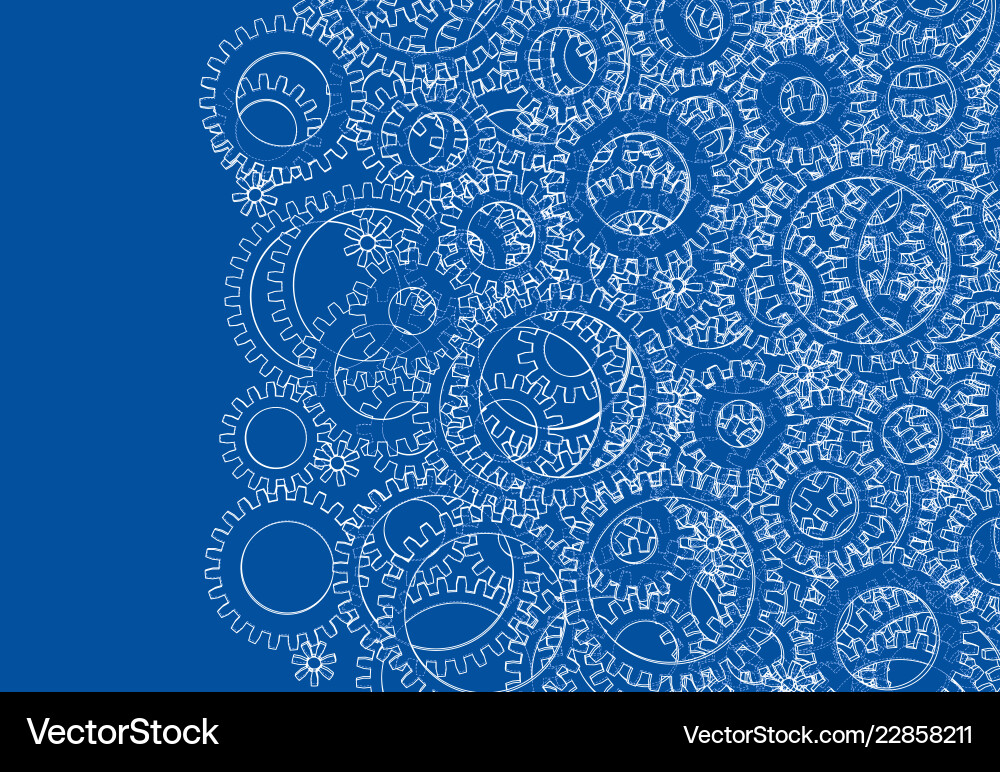 Background consisting of gears blueprint style vector image
