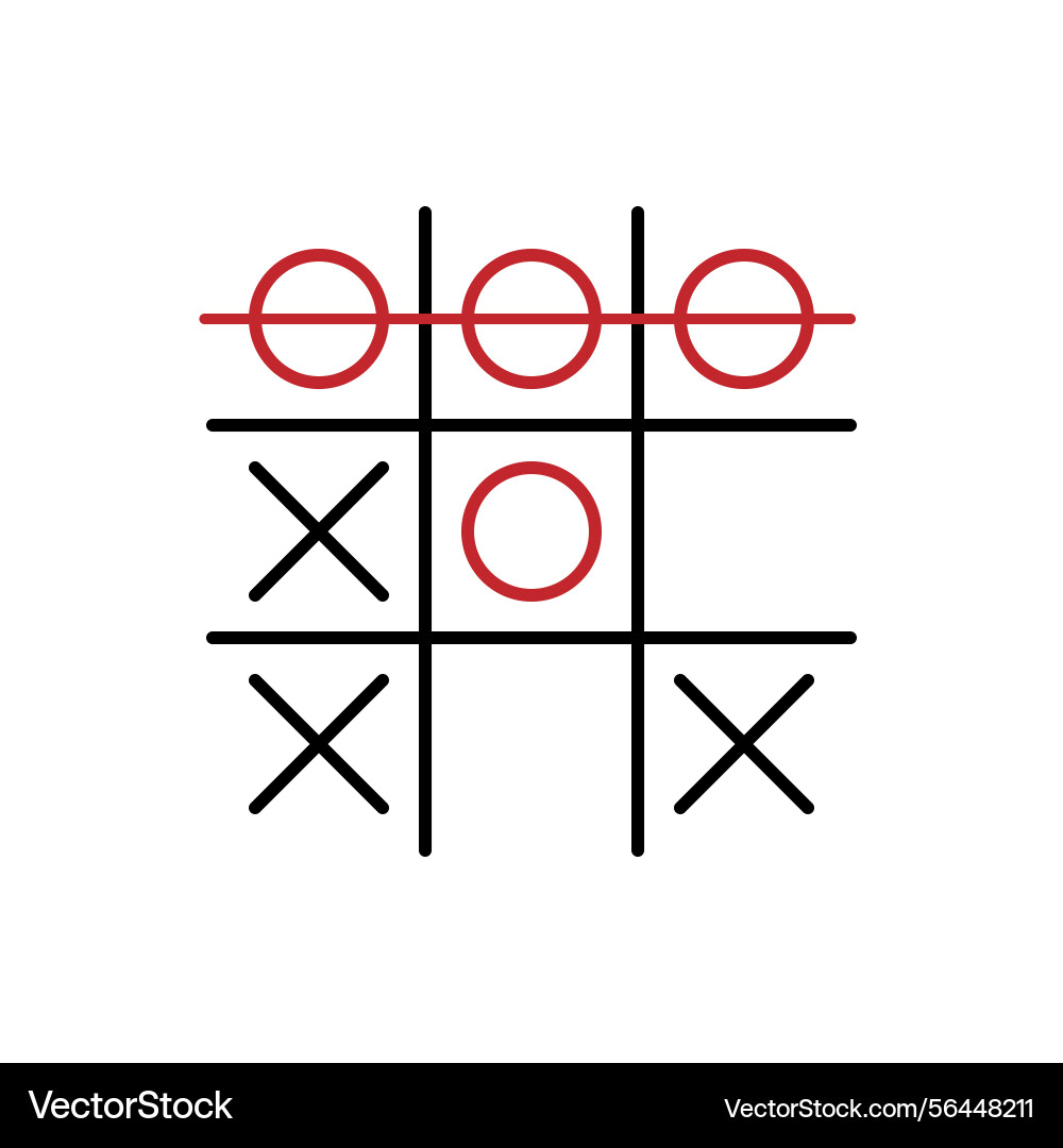 Clean tic tac toe grid with winning row vector image