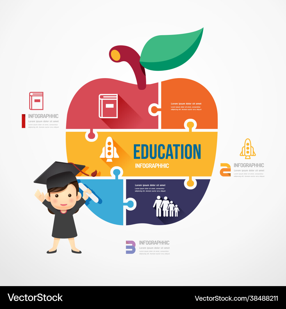 Education apple shape jigsaw banner concept Education apple shape jigsaw banner concept vector image