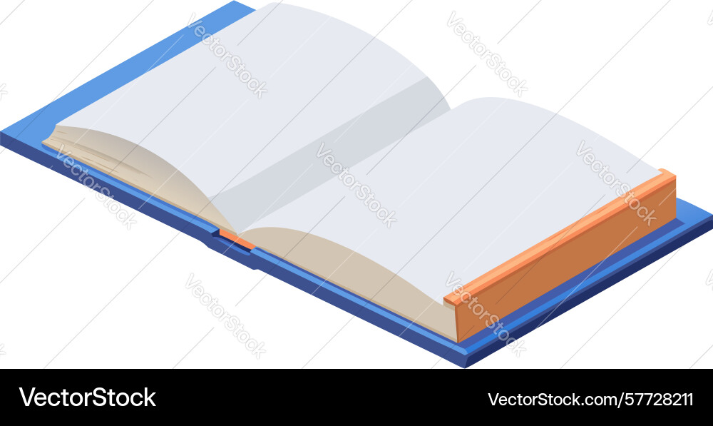 Isometric open book with blank pages design vector image
