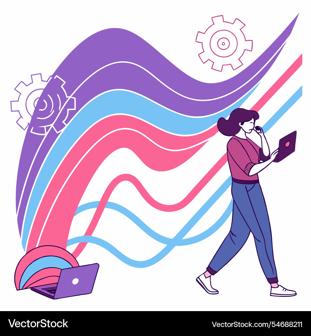 It course visuals in vibrant gradient waves Vector Image