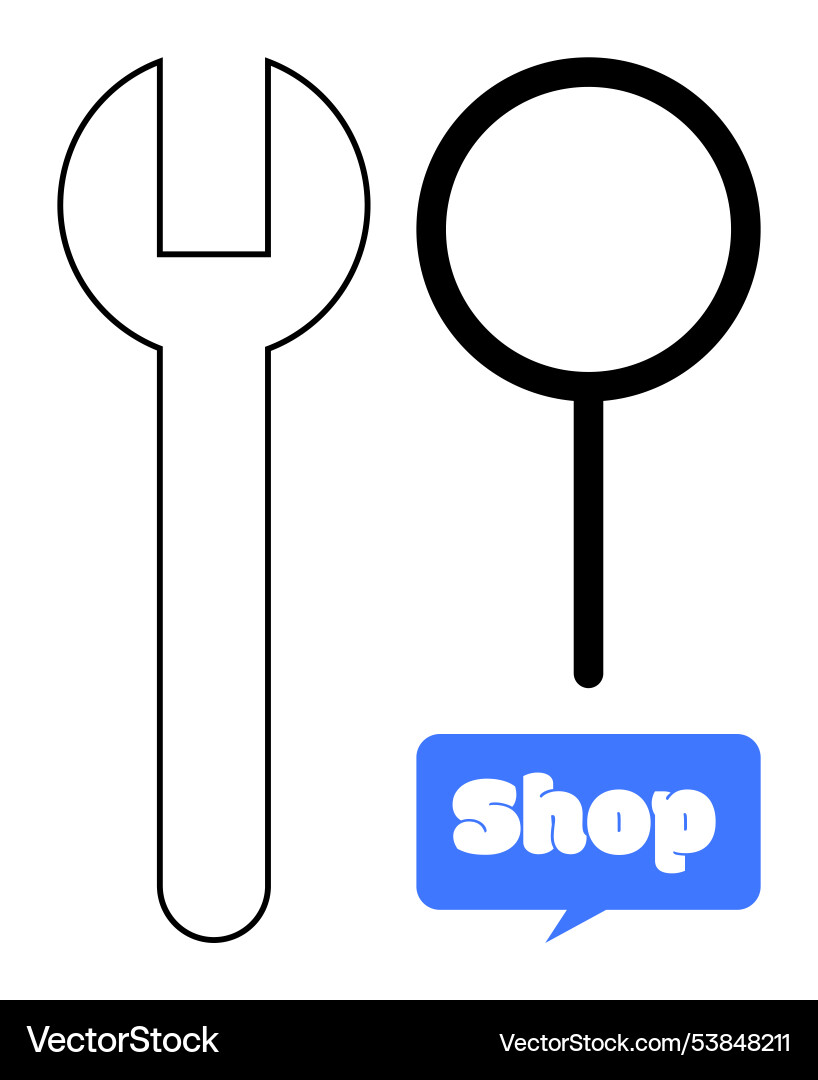 Simplistic tool and shop design with wrench Simplistic tool and shop design with wrench vector image