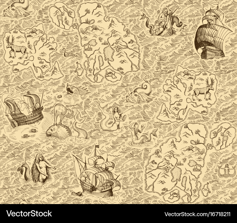 Vintage Nautical Map Royalty Free Vector Image