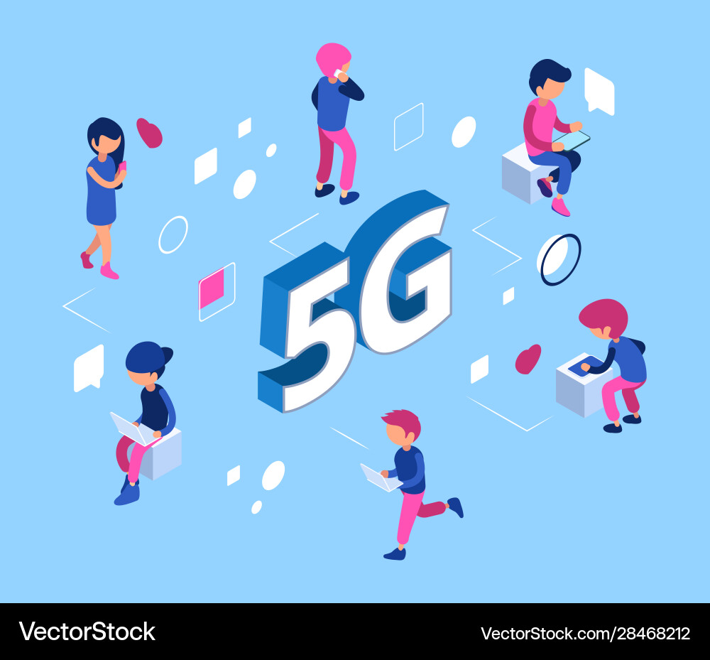 5g network concept isometric wifi net 5g network concept isometric wifi net vector image