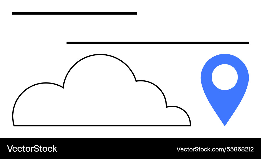 Cloud computing and geolocation concept with map vector image