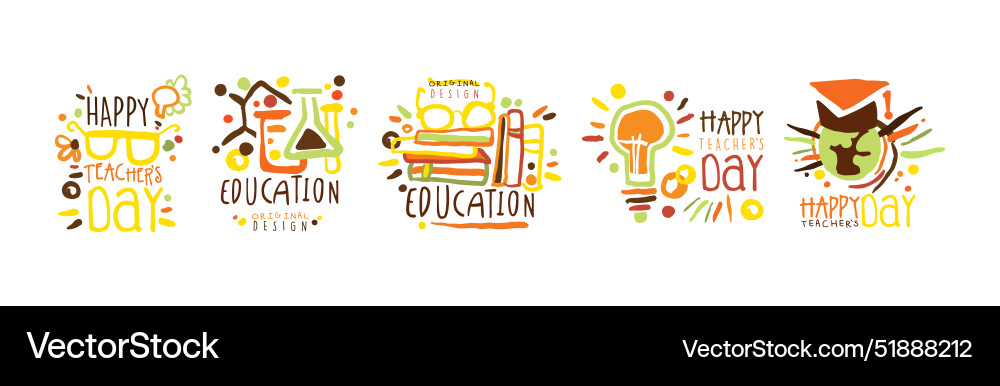 Happy teachers day labels and badges original Happy teachers day labels and badges original vector image