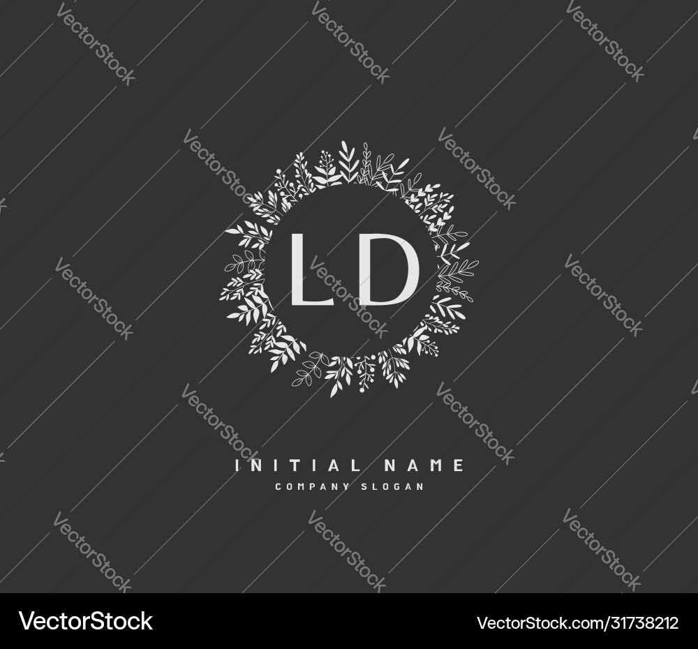 L d ld beauty initial logo handwriting L d ld beauty initial logo handwriting Vector Image