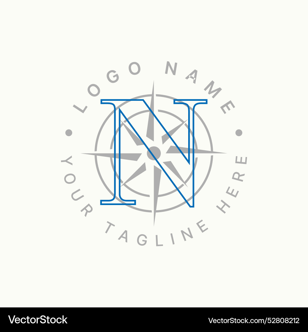 Letter n font compass signpost adventure navigate Letter n font compass signpost adventure navigate vector image