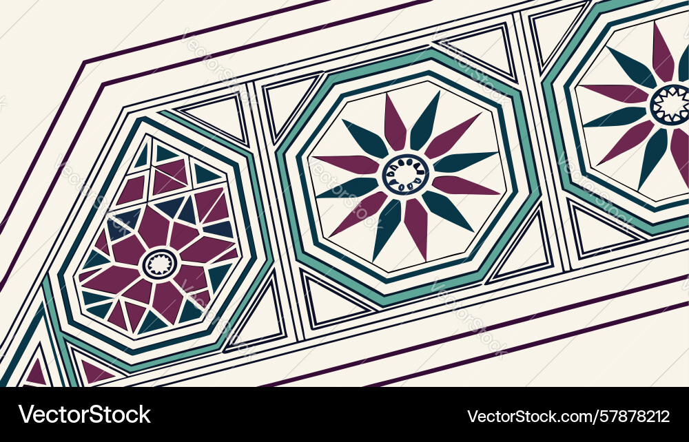 Ornate hexagonal pattern border for classical Vector Image