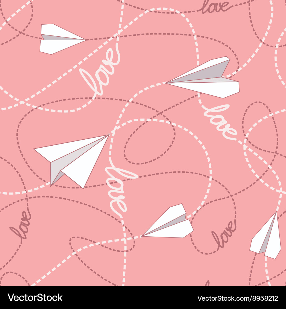 Paper planes with tangled lines seamless pattern vector image