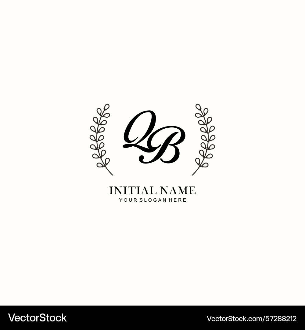 Qb initial logo templates with botanical elements Qb initial logo templates with botanical elements Vector Image
