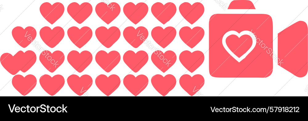 Red video camera with heart pattern design Vector Image