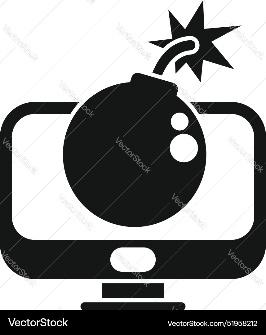 Round bomb exploding on computer screen showing Round bomb exploding on computer screen showing vector image