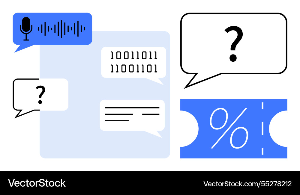 Sprachblasen mit Mikrofon Binärcode Sprachblasen mit Mikrofon Binärcode vektorbild