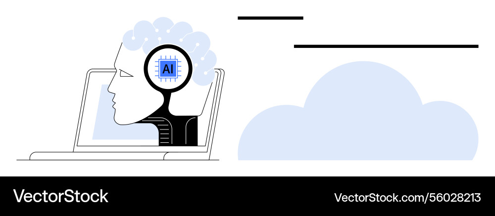 Artificial intelligence integration with cloud Artificial intelligence integration with cloud vector image