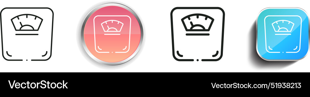Body scale icon thin linear regular and button Body scale icon thin linear regular and button vector image