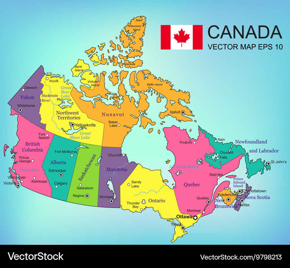 canada map - provinces & territories – lizenzfreie vektorgrafik