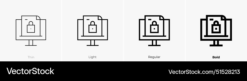 Encryption icon thin light regular and bold style Encryption icon thin light regular and bold style vector image