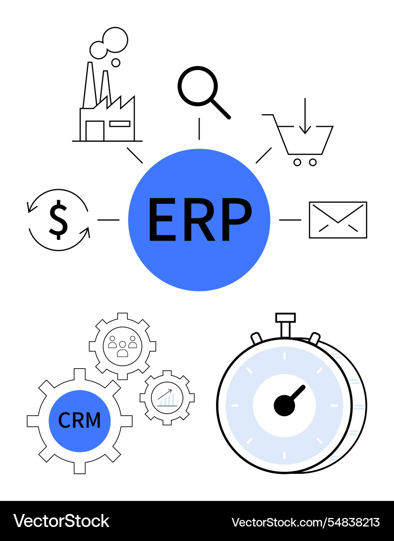 Erp system integrating business functions thumbs Erp system integrating business functions thumbs Vector Image
