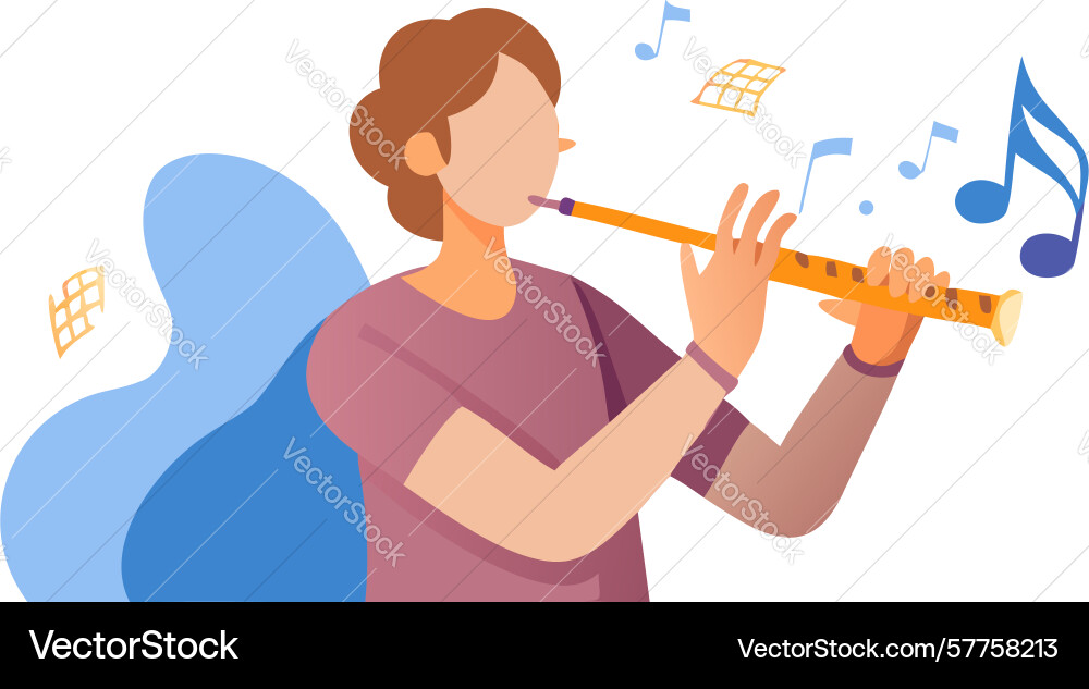 Expressive flute player musical notes design Vector Image