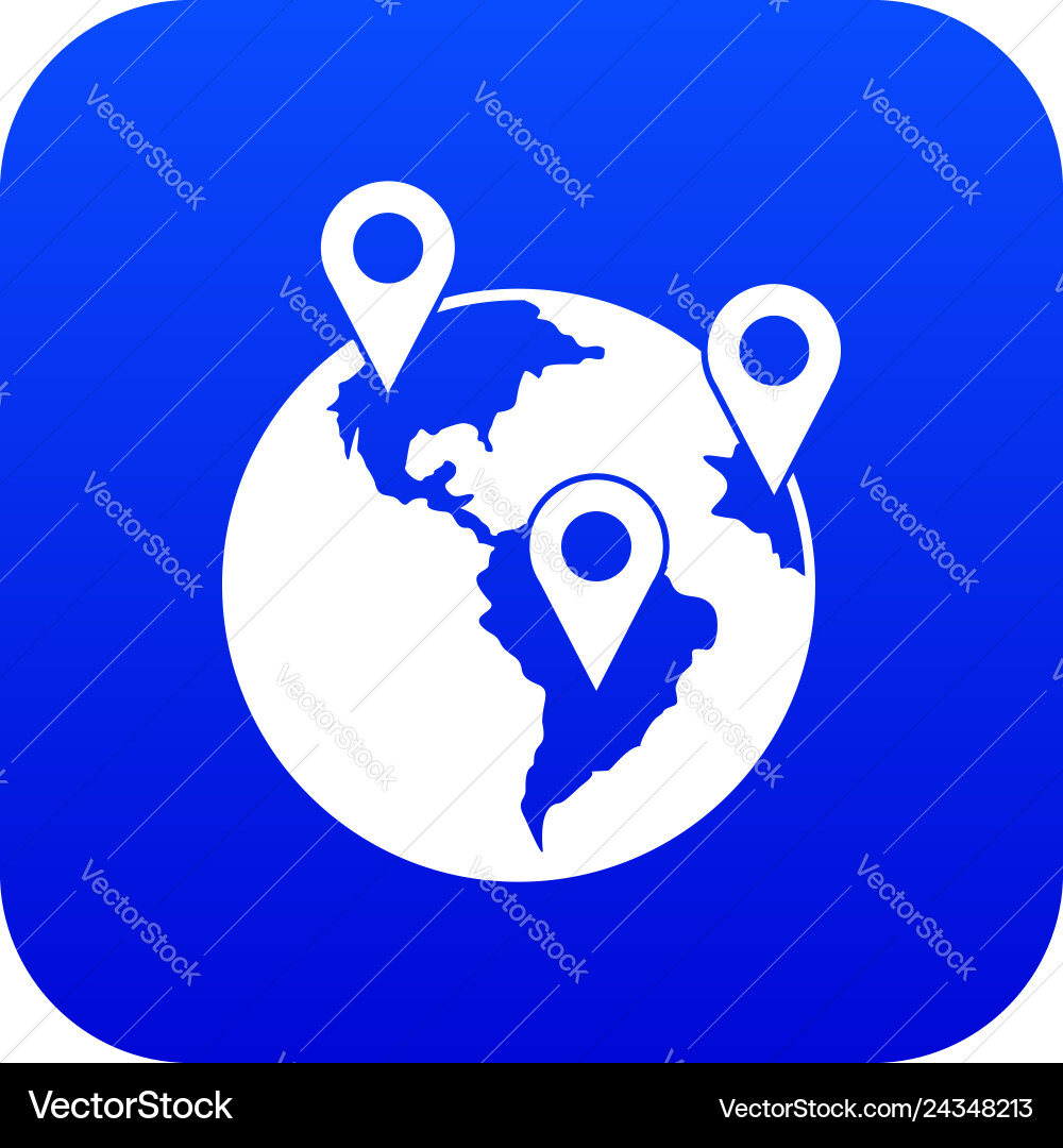 Globe and map pointers icon digital blue Globe and map pointers icon digital blue vector image