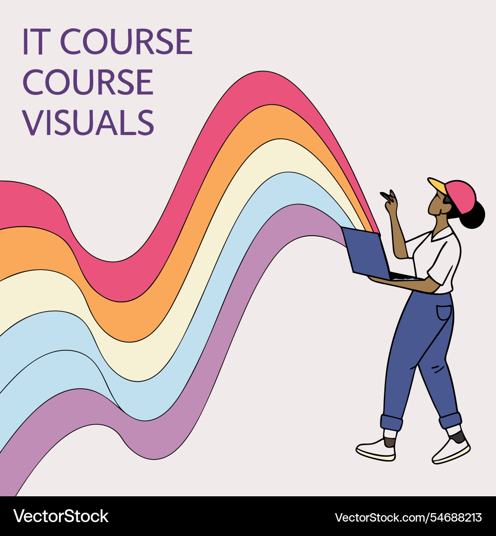 It course visuals in vibrant gradient waves Vector Image