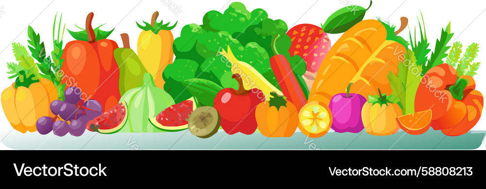 Lush organic produce display design generative ai Vector Image