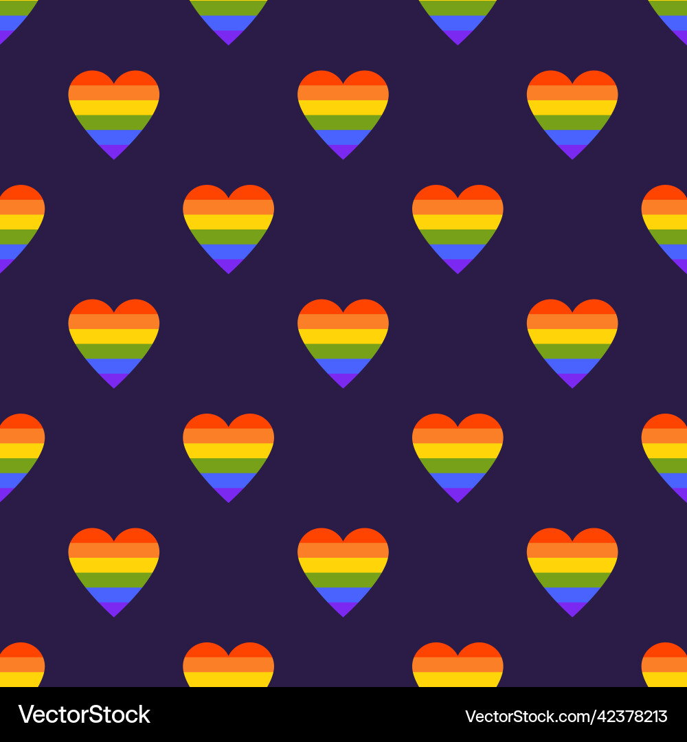 Rainbow flag heart pride month seamless pattern Vector Image