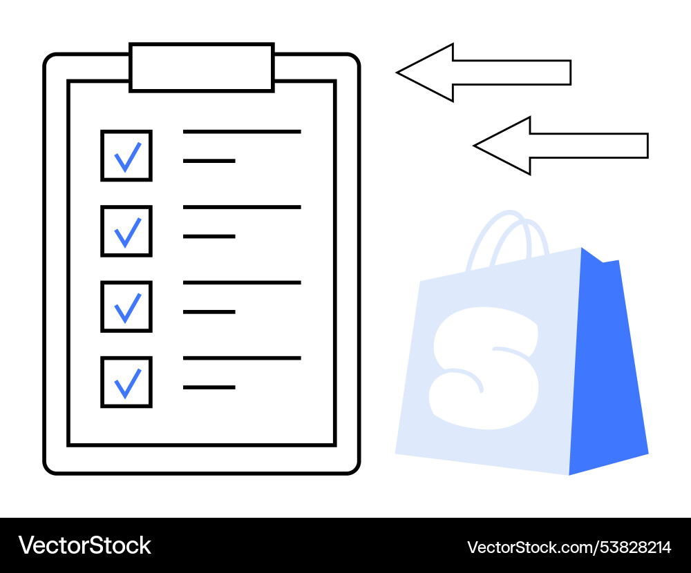 Checklist with checkmarks and shopping bag Checklist with checkmarks and shopping bag vector image