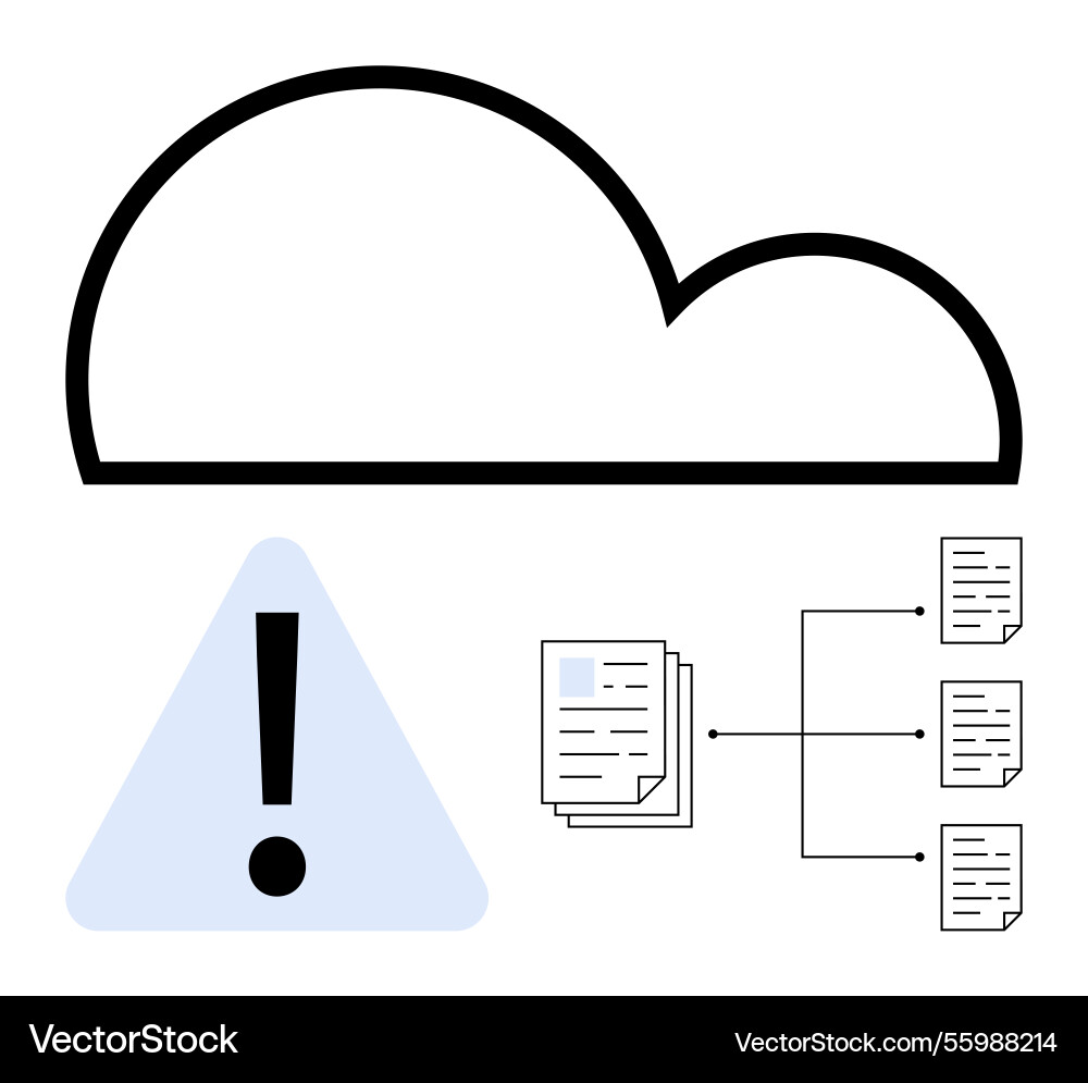 Cloud data management with alert symbol and file Cloud data management with alert symbol and file vector image