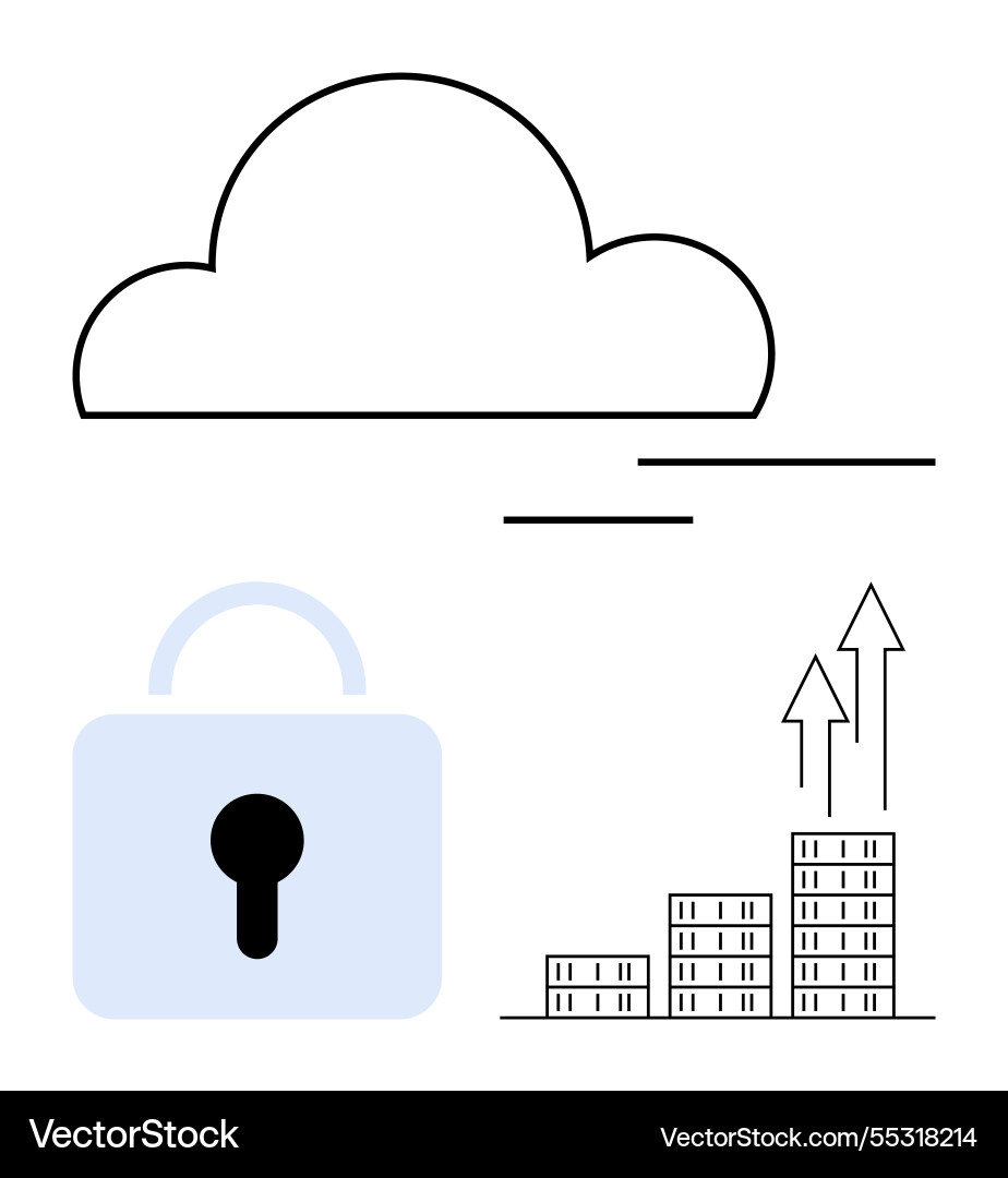 Cloud security and data growth concept with lock Cloud security and data growth concept with lock vector image