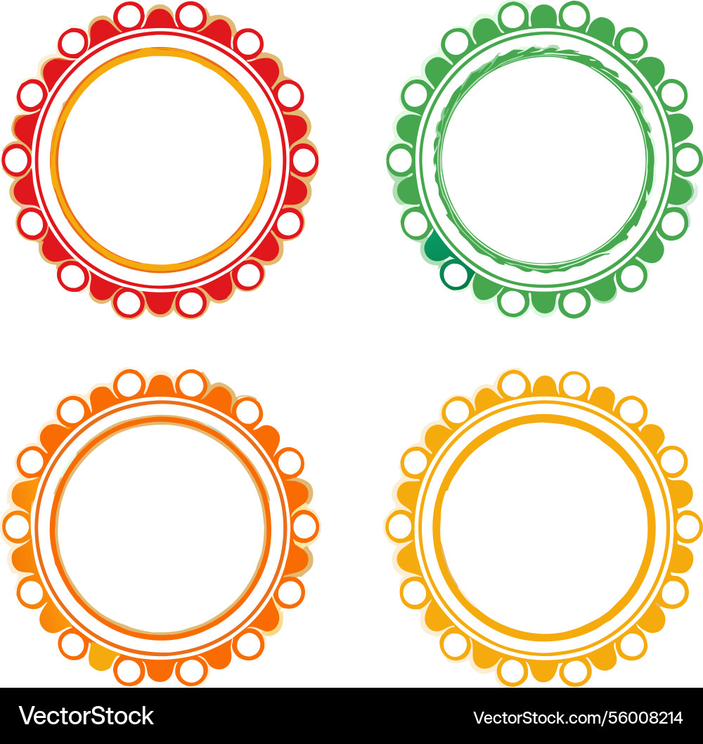 Collection of four colorful circular frames Collection of four colorful circular frames vector image