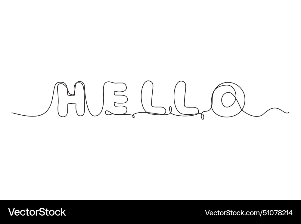 Continuous line hello icon monoline greeting Continuous line hello icon monoline greeting Vector Image