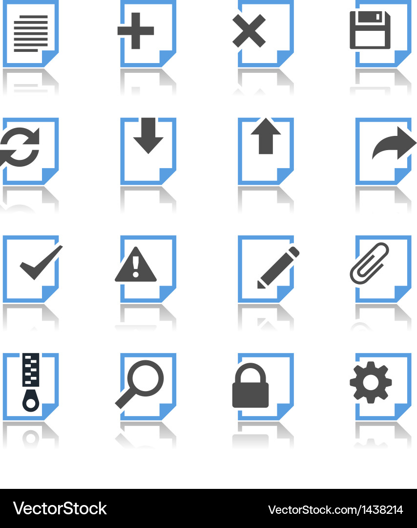 Document Icon Set - Reflection Style vector image