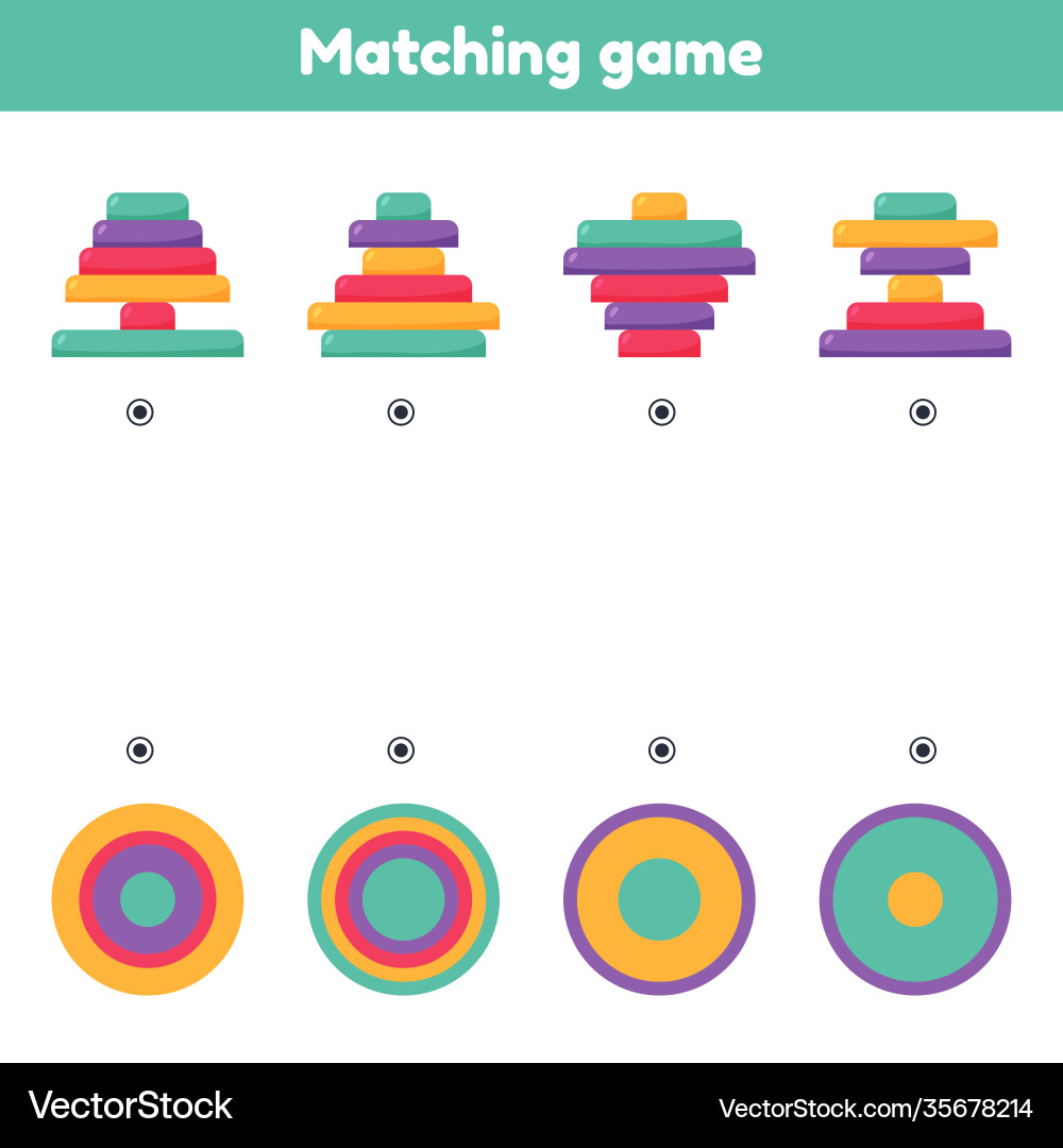 Find top view matching game pyramids Find top view matching game pyramids vector image