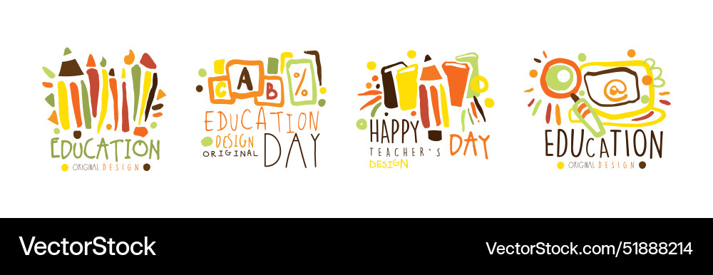 Happy teachers day labels and badges original Happy teachers day labels and badges original vector image