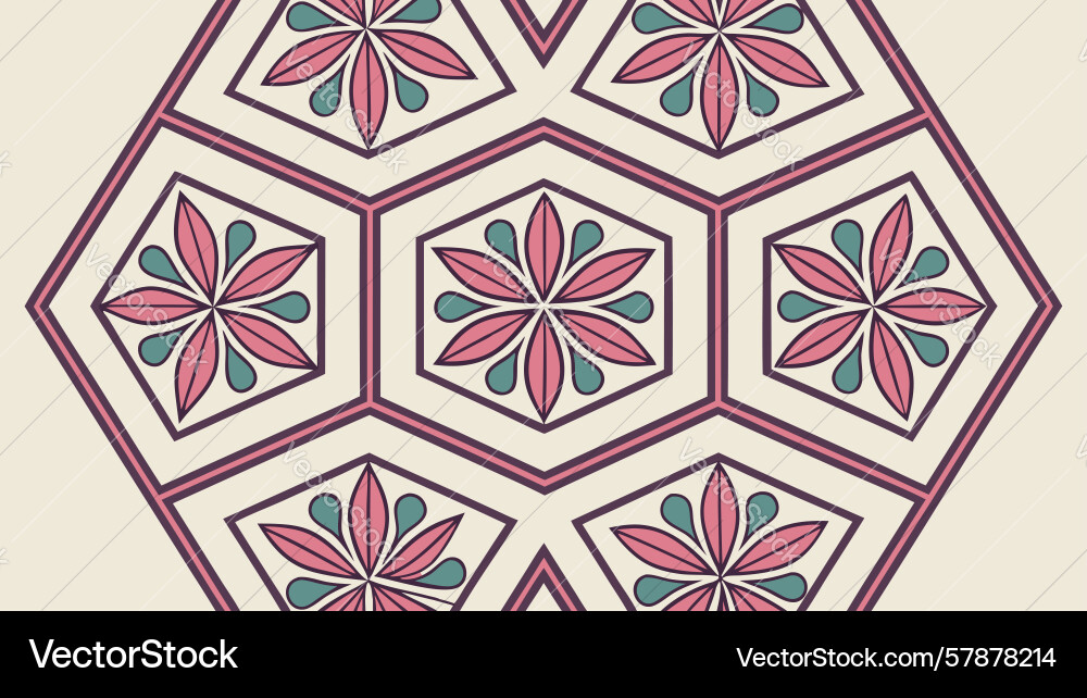 Interlocking hexagonal flower pattern Vector Image