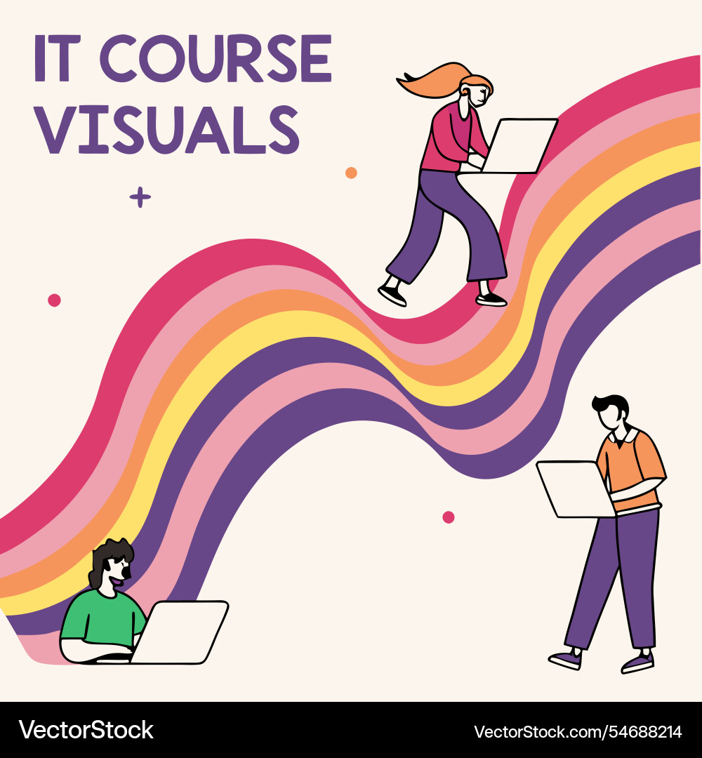It course visuals in vibrant gradient waves Vector Image
