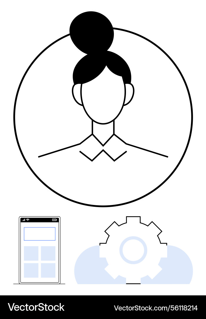 Profile avatar in circle with mobile app design Profile avatar in circle with mobile app design Vector Image