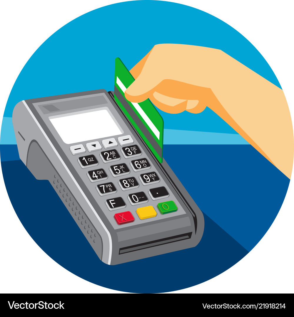 Retro Credit Card Swipe POS Terminal Vector Image