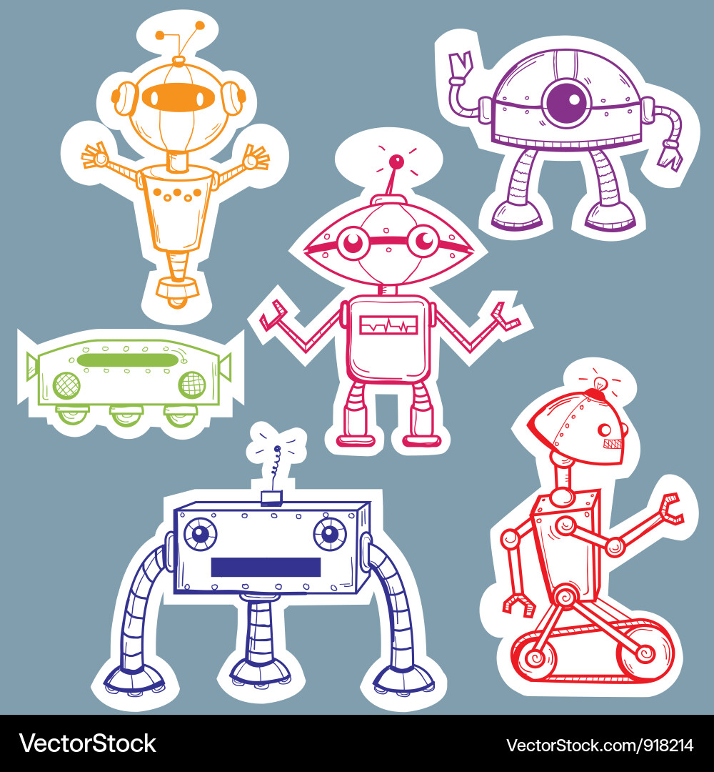 Robot Stickers Collection vector image