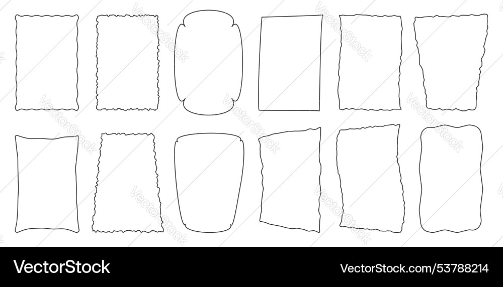 Squiggle story frames with zigzag and wavy edges Squiggle story frames with zigzag and wavy edges vector image