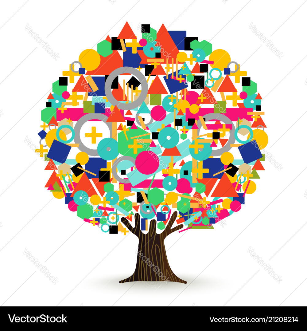 Tree made of abstract color shapes concept Vector Image