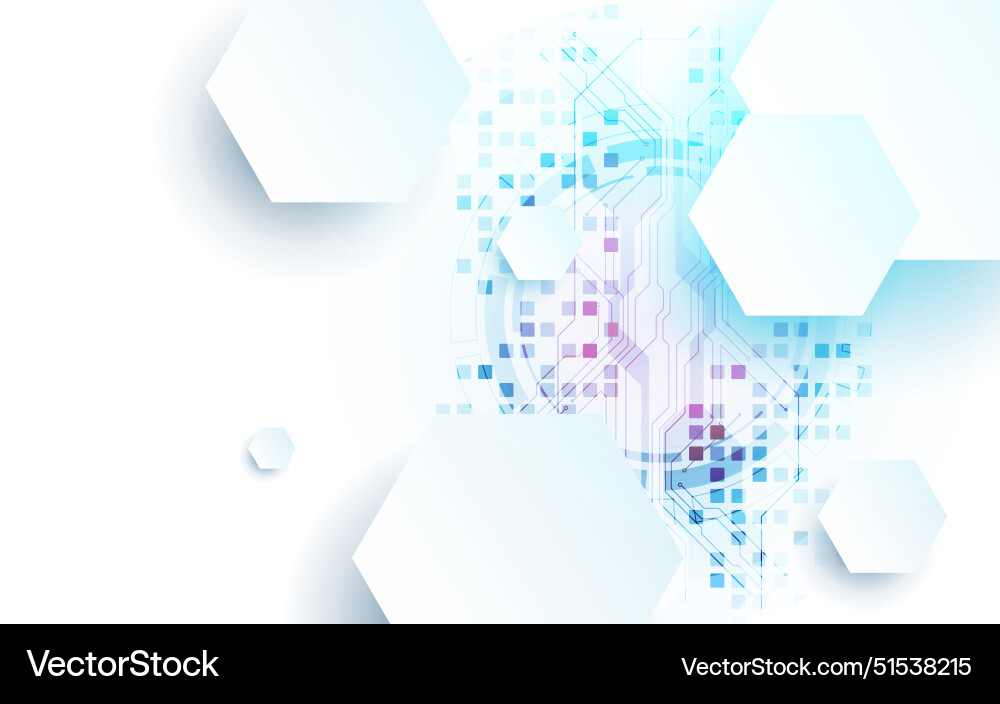 Abstract circuit board and hexagons on gradient Abstract circuit board and hexagons on gradient vector image