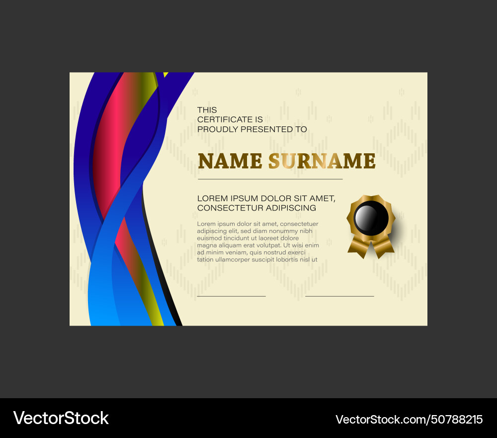 Certificate template with texture dynamic wave Vector Image