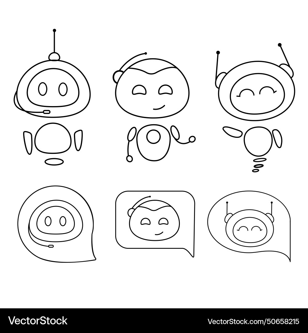 Chat bot set in line stylechat messenger icon Chat bot set in line stylechat messenger icon Vector Image