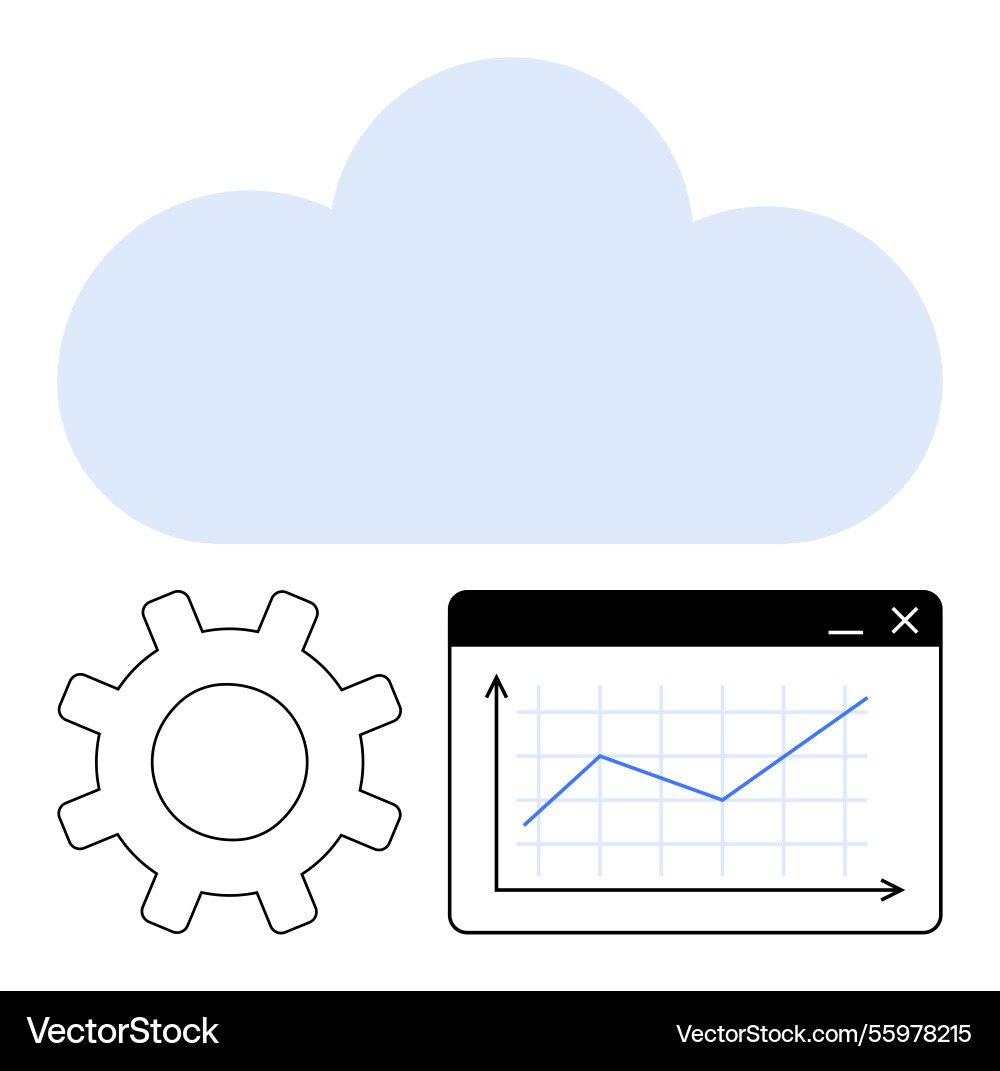 Cloud computing with analytics data represented Cloud computing with analytics data represented Vector Image