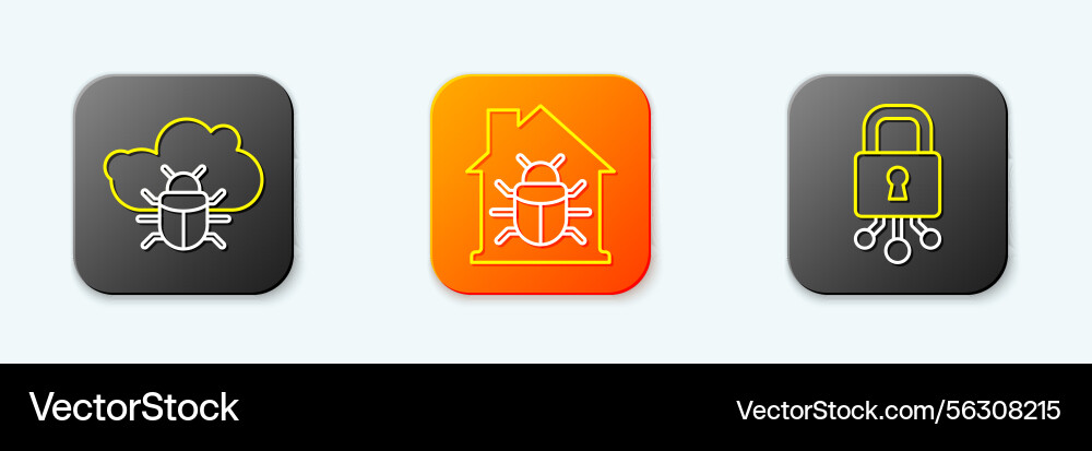 Cyber Security Cloud System Icons vector image