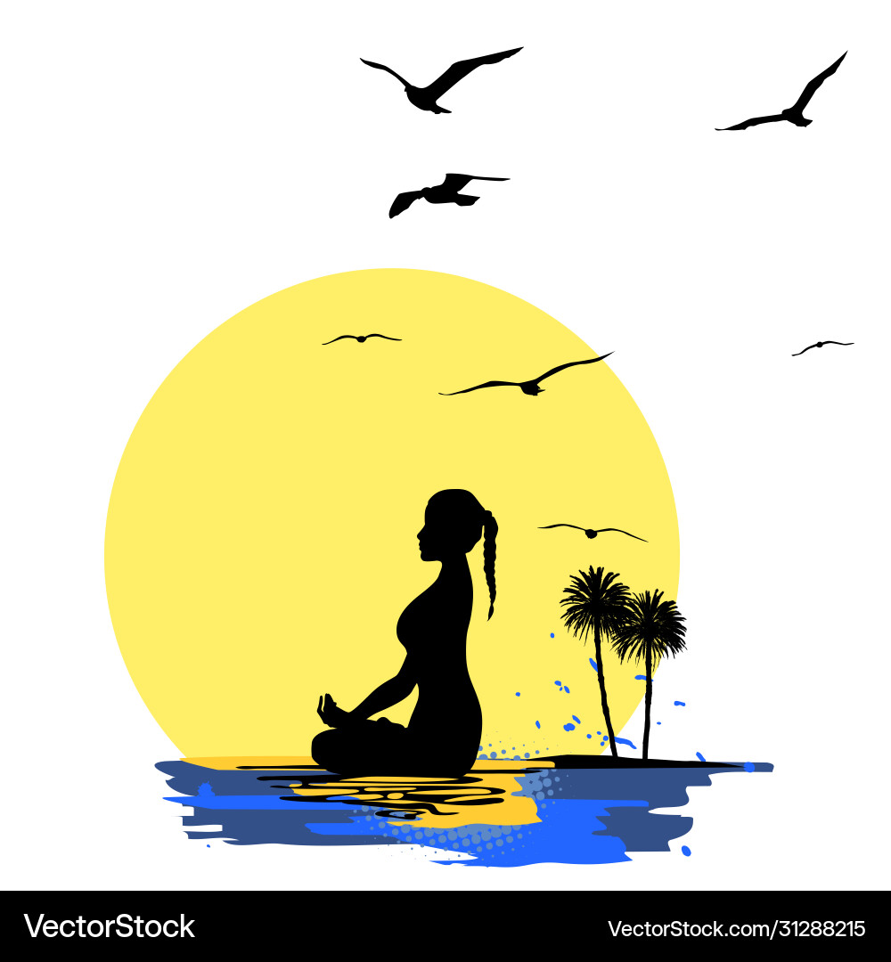 Junge Frau üben Yoga Meditation Junge Frau üben Yoga Meditation vektorbild